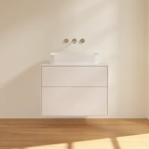 Bild von VILLEROY BOCH Finion Waschbeckenunterschrank, 2 Auszüge, 800 x 603 x 501 mm, Glossy White Lacquer / Glass White Matt #F63100GF