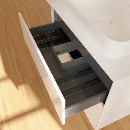 Bild von VILLEROY BOCH Finion Waschbeckenunterschrank, 2 Auszüge, 800 x 603 x 501 mm, Glossy White Lacquer / Glass White Matt #F63100GF