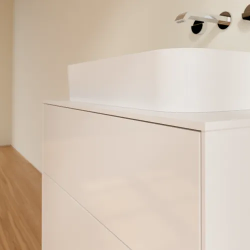 Bild von VILLEROY BOCH Finion Waschbeckenunterschrank, 2 Auszüge, 800 x 603 x 501 mm, Glossy White Lacquer / Glass White Matt #F63100GF