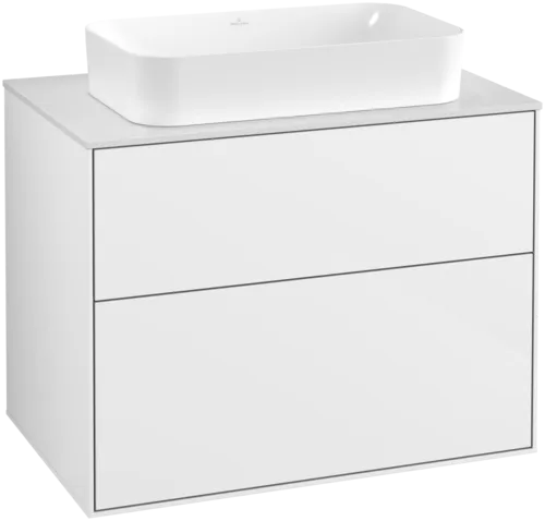 Bild von VILLEROY BOCH Finion Waschbeckenunterschrank, 2 Auszüge, 800 x 603 x 501 mm, Glossy White Lacquer / Glass White Matt #F63100GF