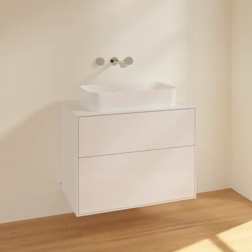 Bild von VILLEROY BOCH Finion Waschbeckenunterschrank, 2 Auszüge, 800 x 603 x 501 mm, Glossy White Lacquer / Glass White Matt #F63100GF