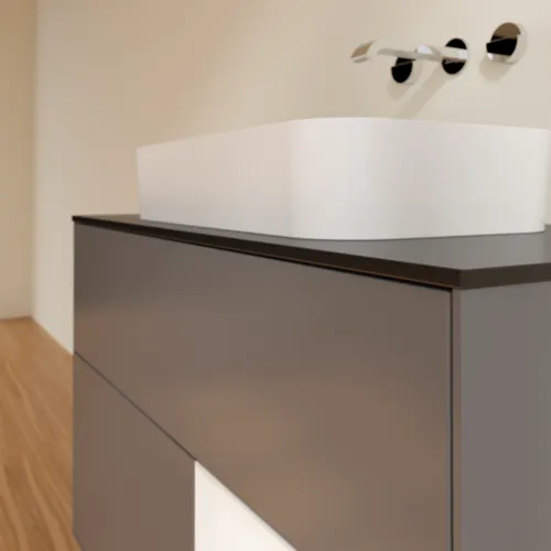 Bild von VILLEROY BOCH Finion Waschbeckenunterschrank, mit Beleuchtung, 2 Auszüge, 1000 x 603 x 501 mm, Anthracite Matt Lacquer / White Matt Lacquer / Glass Black Matt #F662MTGK
