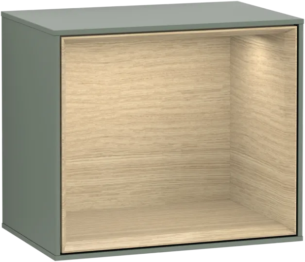 Bild von VILLEROY BOCH Finion Regalmodul, mit Beleuchtung, 418 x 356 x 270 mm, Olive Matt Lacquer / Oak Veneer #F580PCGM