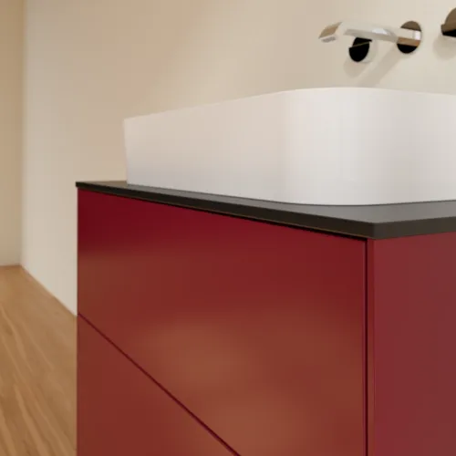 Bild von VILLEROY BOCH Finion Waschbeckenunterschrank, 2 Auszüge, 800 x 603 x 501 mm, Peony Matt Lacquer / Glass Black Matt #F63200HB