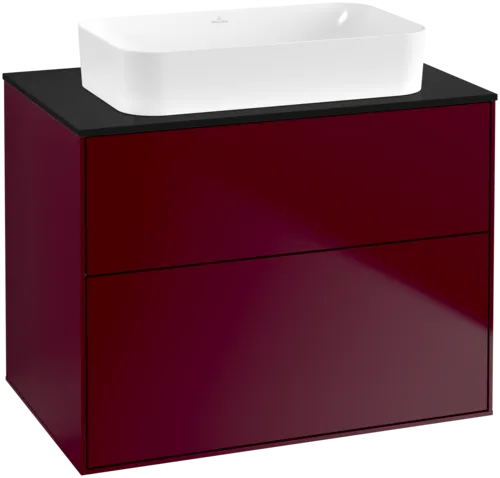 Bild von VILLEROY BOCH Finion Waschbeckenunterschrank, 2 Auszüge, 800 x 603 x 501 mm, Peony Matt Lacquer / Glass Black Matt #F63200HB