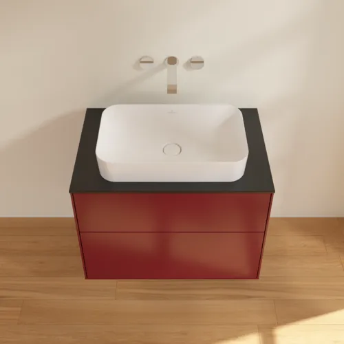 Bild von VILLEROY BOCH Finion Waschbeckenunterschrank, 2 Auszüge, 800 x 603 x 501 mm, Peony Matt Lacquer / Glass Black Matt #F63200HB