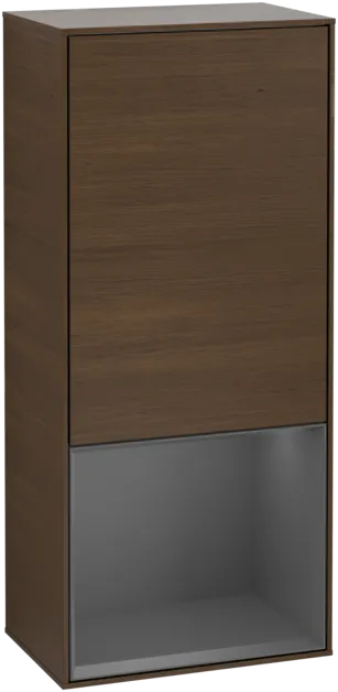 Obrázek VILLEROY BOCH Boční skříňka Finion, s osvětlením, 1 dvířka, 418 x 936 x 270 mm, ořechová dýha / antracitový matný lak #F540GKGN
