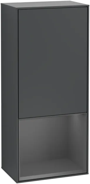 Bild von VILLEROY BOCH Finion Seitenschrank, mit Beleuchtung, 1 Tür, 418 x 936 x 270 mm, Midnight Blue Matt Lacquer / Anthracite Matt Lacquer #F540GKHG