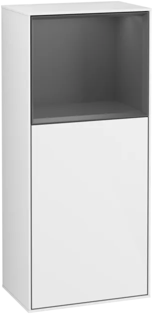 Bild von VILLEROY BOCH Finion Seitenschrank, mit Beleuchtung, 1 Tür, 418 x 936 x 270 mm, Glossy White Lacquer / Anthracite Matt Lacquer #F510GKGF
