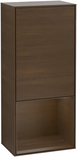 Bild von VILLEROY BOCH Finion Seitenschrank, mit Beleuchtung, 1 Tür, 418 x 936 x 270 mm, Walnut Veneer / Walnut Veneer #F550GNGN