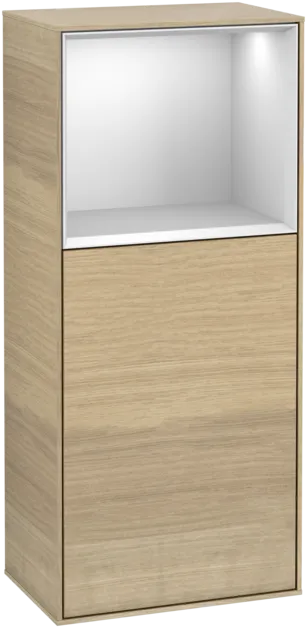 Bild von VILLEROY BOCH Finion Seitenschrank, mit Beleuchtung, 1 Tür, 418 x 936 x 270 mm, Oak Veneer / White Matt Lacquer #F500MTPC
