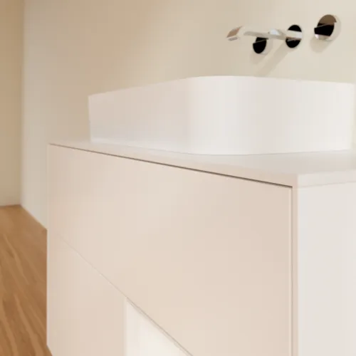 Bild von VILLEROY BOCH Finion Waschbeckenunterschrank, mit Beleuchtung, 2 Auszüge, 1000 x 603 x 501 mm, White Matt Lacquer / Glossy White Lacquer / Glass White Matt #F661GFMT