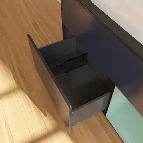 Bild von VILLEROY BOCH Finion Waschbeckenunterschrank, mit Beleuchtung, 2 Auszüge, 1000 x 603 x 501 mm, Midnight Blue Matt Lacquer / Olive Matt Lacquer / Glass Black Matt #F662GMHG