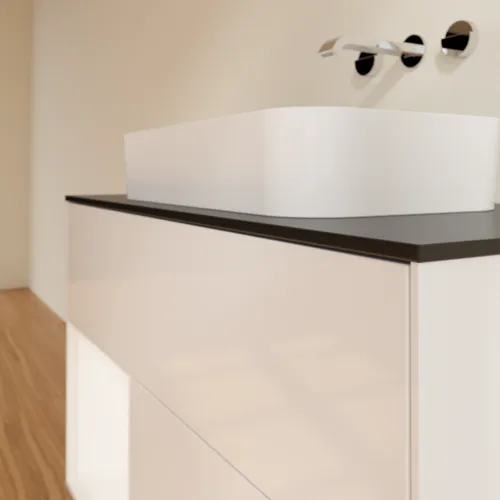 Bild von VILLEROY BOCH Finion Waschbeckenunterschrank, mit Beleuchtung, 2 Auszüge, 1000 x 603 x 501 mm, Glossy White Lacquer / White Matt Lacquer / Glass Black Matt #F652MTGF