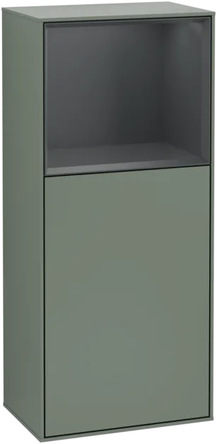 Bild von VILLEROY BOCH Finion Seitenschrank, mit Beleuchtung, 1 Tür, 418 x 936 x 270 mm, Olive Matt Lacquer / Midnight Blue Matt Lacquer #F510HGGM