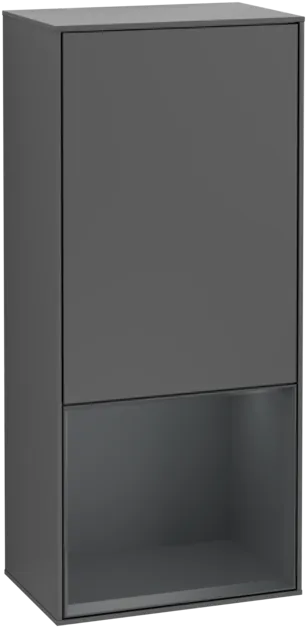 Bild von VILLEROY BOCH Finion Seitenschrank, mit Beleuchtung, 1 Tür, 418 x 936 x 270 mm, Anthracite Matt Lacquer / Midnight Blue Matt Lacquer #F540HGGK