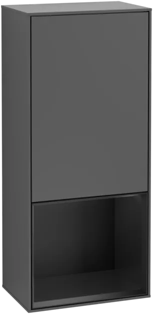 Bild von VILLEROY BOCH Finion Seitenschrank, mit Beleuchtung, 1 Tür, 418 x 936 x 270 mm, Anthracite Matt Lacquer / Black Matt Lacquer #F540PDGK