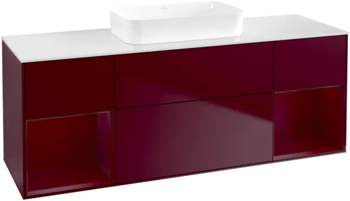 Bild von VILLEROY BOCH Finion Waschbeckenunterschrank, mit Beleuchtung, 4 Auszüge, 1600 x 603 x 501 mm, Peony Matt Lacquer / Peony Matt Lacquer / Glass White Matt #F741HBHB