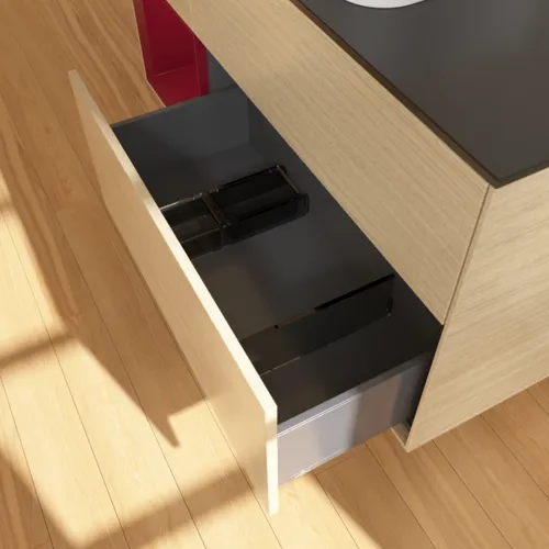 Bild von VILLEROY BOCH Finion Waschbeckenunterschrank, mit Beleuchtung, 3 Auszüge, 1200 x 603 x 501 mm, Oak Veneer / Peony Matt Lacquer / Glass Black Matt #F702HBPC