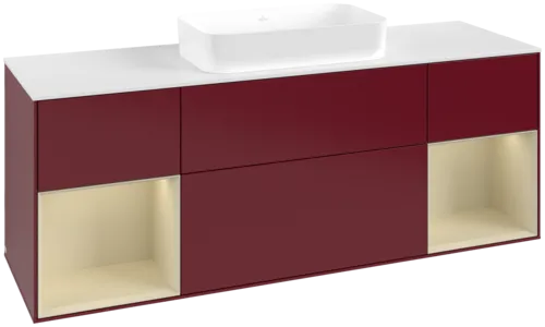 Bild von VILLEROY BOCH Finion Waschbeckenunterschrank, mit Beleuchtung, 4 Auszüge, 1600 x 603 x 501 mm, Peony Matt Lacquer / Silk Grey Matt Lacquer / Glass White Matt #F741HJHB