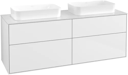 Obrázek VILLEROY BOCH Toaletní skříňka Finion, 4 výsuvy, 1600 x 603 x 501 mm, lesklý bílý lak / sklo bílé matné #F72100GF