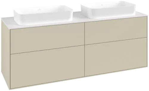 Bild von VILLEROY BOCH Finion Waschbeckenunterschrank, 4 Auszüge, 1600 x 603 x 501 mm, Silk Grey Matt Lacquer / Glass White Matt #F72100HJ
