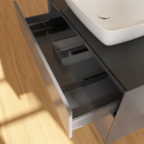 Bild von VILLEROY BOCH Finion Waschbeckenunterschrank, mit Beleuchtung, 2 Auszüge, 1000 x 603 x 501 mm, Anthracite Matt Lacquer / Midnight Blue Matt Lacquer / Glass Black Matt #F772HGGK