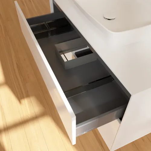 Bild von VILLEROY BOCH Finion Waschbeckenunterschrank, mit Beleuchtung, 2 Auszüge, 1000 x 603 x 501 mm, Glossy White Lacquer / Glossy White Lacquer / Glass White Matt #F771GFGF