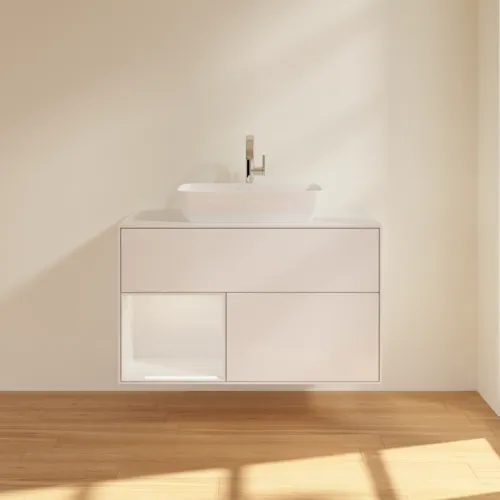 Bild von VILLEROY BOCH Finion Waschbeckenunterschrank, mit Beleuchtung, 2 Auszüge, 1000 x 603 x 501 mm, Glossy White Lacquer / Glossy White Lacquer / Glass White Matt #F771GFGF