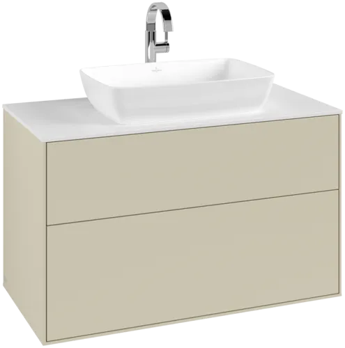 Bild von VILLEROY BOCH Finion Waschbeckenunterschrank, 2 Auszüge, 1000 x 603 x 501 mm, Silk Grey Matt Lacquer / Glass White Matt #F76100HJ