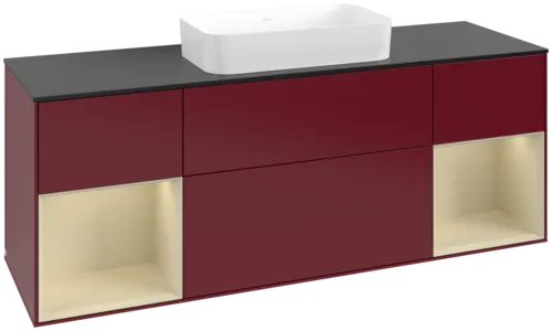 Bild von VILLEROY BOCH Finion Waschbeckenunterschrank, mit Beleuchtung, 4 Auszüge, 1600 x 603 x 501 mm, Peony Matt Lacquer / Silk Grey Matt Lacquer / Glass Black Matt #F742HJHB