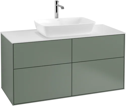 Bild von VILLEROY BOCH Finion Waschbeckenunterschrank, 4 Auszüge, 1200 x 603 x 501 mm, Olive Matt Lacquer / Glass White Matt #F79100GM