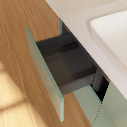 Bild von VILLEROY BOCH Finion Waschbeckenunterschrank, 4 Auszüge, 1200 x 603 x 501 mm, Olive Matt Lacquer / Glass White Matt #F79100GM