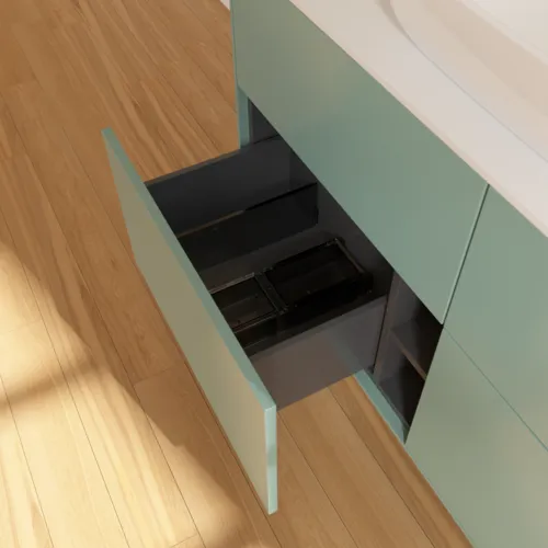 Bild von VILLEROY BOCH Finion Waschbeckenunterschrank, 4 Auszüge, 1200 x 603 x 501 mm, Olive Matt Lacquer / Glass White Matt #F79100GM