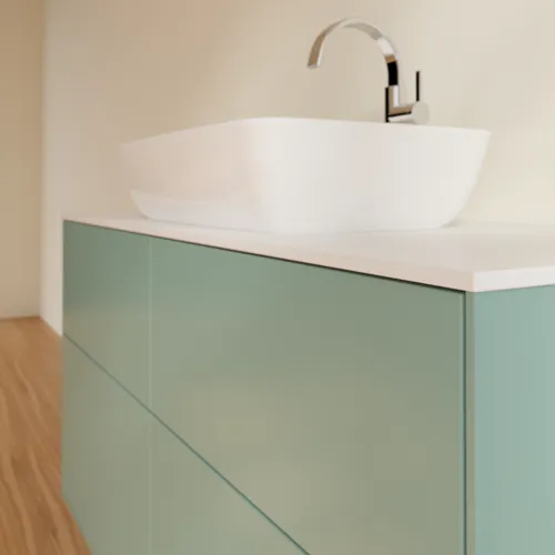 Bild von VILLEROY BOCH Finion Waschbeckenunterschrank, 4 Auszüge, 1200 x 603 x 501 mm, Olive Matt Lacquer / Glass White Matt #F79100GM