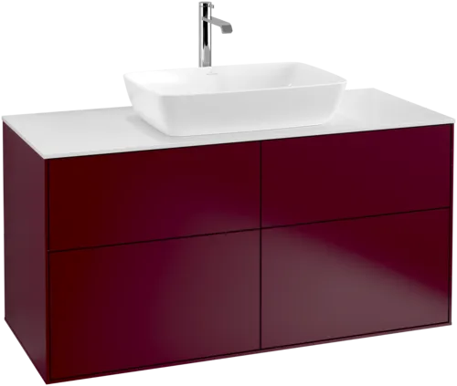Bild von VILLEROY BOCH Finion Waschbeckenunterschrank, 4 Auszüge, 1200 x 603 x 501 mm, Peony Matt Lacquer / Glass White Matt #F79100HB