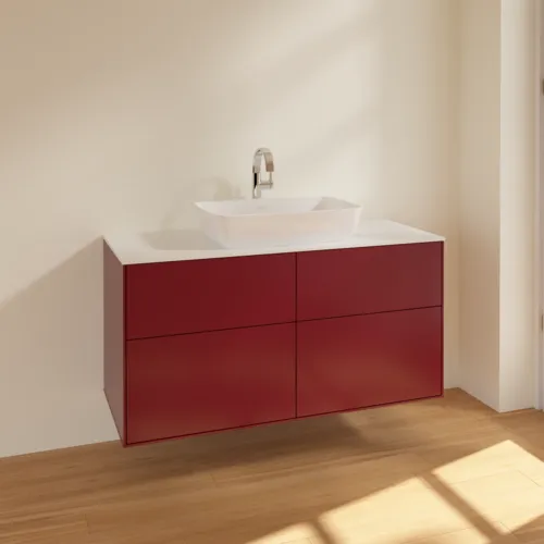 Bild von VILLEROY BOCH Finion Waschbeckenunterschrank, 4 Auszüge, 1200 x 603 x 501 mm, Peony Matt Lacquer / Glass White Matt #F79100HB