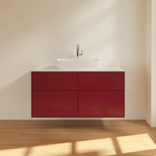 Bild von VILLEROY BOCH Finion Waschbeckenunterschrank, 4 Auszüge, 1200 x 603 x 501 mm, Peony Matt Lacquer / Glass White Matt #F79100HB