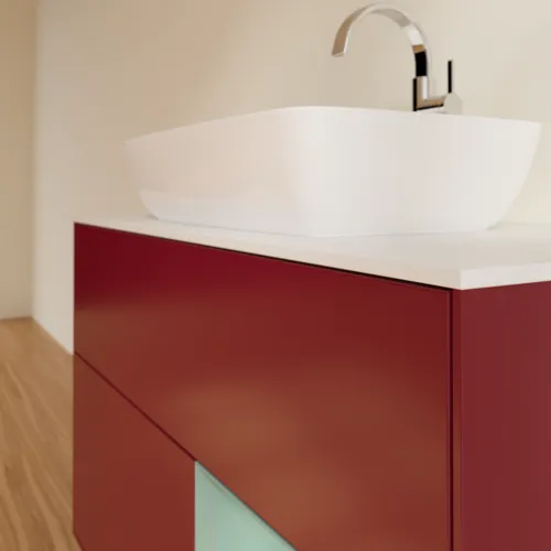 Bild von VILLEROY BOCH Finion Waschbeckenunterschrank, mit Beleuchtung, 2 Auszüge, 1000 x 603 x 501 mm, Peony Matt Lacquer / Olive Matt Lacquer / Glass White Matt #F781GMHB