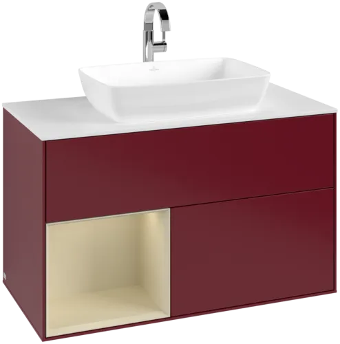 Bild von VILLEROY BOCH Finion Waschbeckenunterschrank, mit Beleuchtung, 2 Auszüge, 1000 x 603 x 501 mm, Peony Matt Lacquer / Silk Grey Matt Lacquer / Glass White Matt #F771HJHB