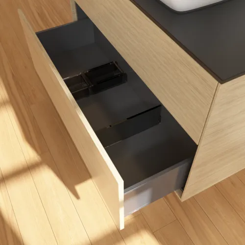 Bild von VILLEROY BOCH Finion Waschbeckenunterschrank, 2 Auszüge, 1000 x 603 x 501 mm, Oak Veneer / Glass Black Matt #F76200PC