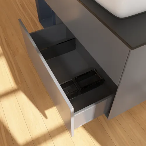 Bild von VILLEROY BOCH Finion Waschbeckenunterschrank, mit Beleuchtung, 3 Auszüge, 1200 x 603 x 501 mm, Anthracite Matt Lacquer / Midnight Blue Matt Lacquer / Glass Black Matt #F802HGGK