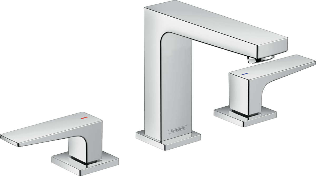 Bild von HANSGROHE Metropol 3-Loch Waschtischarmatur 110 mit Hebelgriffen und Push-Open Ablaufgarnitur #32514000 - Chrom