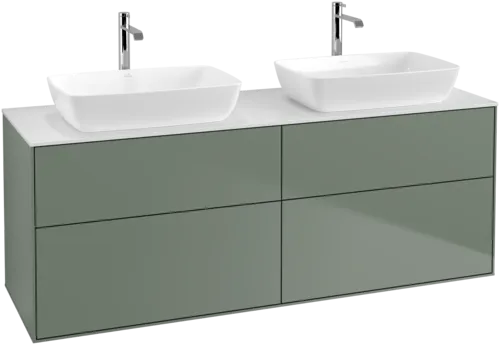 Bild von VILLEROY BOCH Finion Waschbeckenunterschrank, 4 Auszüge, 1600 x 603 x 501 mm, Olive Matt Lacquer / Glass White Matt #F84100GM