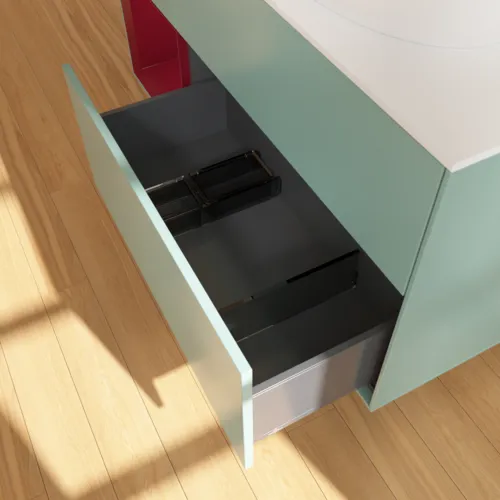 Bild von VILLEROY BOCH Finion Waschbeckenunterschrank, mit Beleuchtung, 3 Auszüge, 1200 x 603 x 501 mm, Olive Matt Lacquer / Peony Matt Lacquer / Glass White Matt #F921HBGM