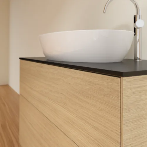 Bild von VILLEROY BOCH Finion Waschbeckenunterschrank, 2 Auszüge, 1000 x 603 x 501 mm, Oak Veneer / Glass Black Matt #F88200PC