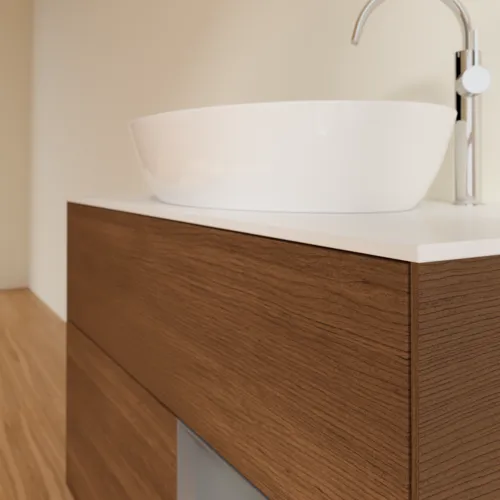 Bild von VILLEROY BOCH Finion Waschbeckenunterschrank, mit Beleuchtung, 2 Auszüge, 1000 x 603 x 501 mm, Walnut Veneer / Anthracite Matt Lacquer / Glass White Matt #F901GKGN