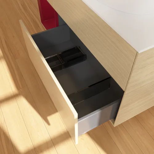 Bild von VILLEROY BOCH Finion Waschbeckenunterschrank, mit Beleuchtung, 3 Auszüge, 1200 x 603 x 501 mm, Oak Veneer / Peony Matt Lacquer / Glass White Matt #F921HBPC