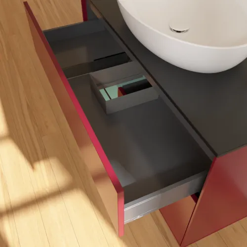 Bild von VILLEROY BOCH Finion Waschbeckenunterschrank, mit Beleuchtung, 2 Auszüge, 1000 x 603 x 501 mm, Peony Matt Lacquer / Olive Matt Lacquer / Glass Black Matt #F892GMHB