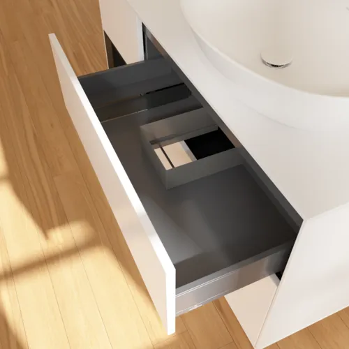 Obrázek VILLEROY BOCH Finion Vanity unit, with lighting, 3 pull-out compartments, 1200 x 603 x 501 mm, White Matt Lacquer / Black Matt Lacquer / Glass White Matt #F921PDMT